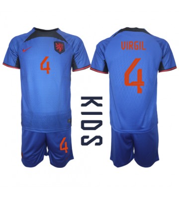 Nederland Virgil van Dijk #4 Bortedraktsett Barn VM 2022 Kortermet (+ Korte bukser)
